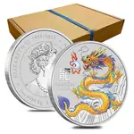 2024 1 oz Colorized Lunar Yellow Dragon Silver Coin BU Perth Mint