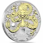 2024 1 oz Gilded Silver Lunar Dragon Australian Perth Mint