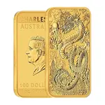 2024 1 oz Gold Australian Dragon Coin Bar $100 BU