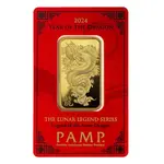 2024 1 oz PAMP Suisse Lunar Dragon Gold Bar (In Assay)