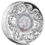 2024 2 oz Double Dragon Mother of Pearl Silver Coin Perth Mint