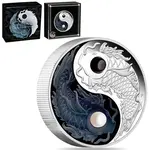 Default 2024 5 oz Proof Silver Yin Yang Koi Coin with Pearls Perth Mint