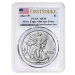 Default 2024 (P) Star Privy 1 oz Silver American Eagle PCGS MS 70 FS (Flag)