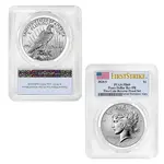 2024-S Morgan and Peace Silver Dollar Reverse Proof 2-Coin Set PCGS PF 69 FS