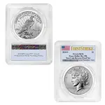 2024-S Morgan and Peace Silver Dollar Reverse Proof 2-Coin Set PCGS PF 70 FS