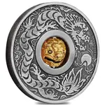 2024 Tuvalu 1 oz Antiqued Silver Lunar Dragon Rotating Charm Coin
