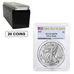 2025 1 oz Silver American Eagle PCGS MS 70 FDOI (Flag)