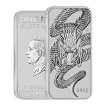 Default 2025 1 oz Silver Australian Dragon Rectangular Coin Bar $1 BU