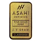 2025 2.5 Gram Asahi Lunar Snake Gold Bar .9999 Fine (in Assay)