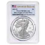 2025-W Laser Engraved Privy 1 oz Proof Silver American Eagle PCGS PF 70 AR