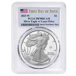 Default 2025-W Laser Engraved Privy 1 oz Proof Silver American Eagle PCGS PF 70 FDOI