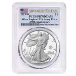 2025-W US Army Privy 1 oz Proof Silver American Eagle PCGS PF 70 AR
