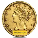 American $5 Gold Half Eagle Liberty Head - Extra Fine XF (Random Year)