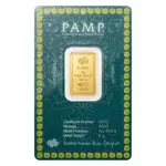 5 Gram PAMP Suisse Diwali Lakshmi & Rangoli Gold Bar .9999 Fine (in Assay)