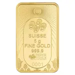 5 Gram PAMP Suisse Lucky Scarab Gold Bar .9999 Fine (in Assay)
