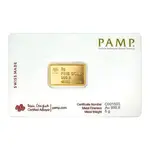 5 Gram PAMP Suisse Statue of Liberty Gold Bar .9999 Fine (in Assay)