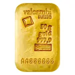 50 gram Gold Bar Valcambi Suisse .9999 Fine (Cast, w/Assay)