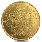 Belgium Gold 20 Francs Leopold II Avg Circ AGW .1867 (Random Year,1867-1914)