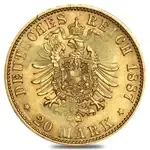 Germany Prussia 20 Marks Gold Coin (Abrasions,1871-1915,Random Year)