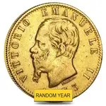 Italy Gold 20 Lire Vittorio Emanuele II Avg Circ (Random Year,1861-1878)