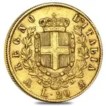 Italy Gold 20 Lire Vittorio Emanuele II Avg Circ (Random Year,1861-1878)