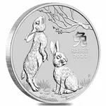 Lot of 10 - 2023 2 oz Silver Lunar Year of The Rabbit BU Australian Perth Mint In Cap (2 Rolls of 5)
