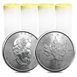 Lot of 100 - 2023 1 oz Canadian Silver Maple Leaf .9999 Fine $5 Coin BU (4 Roll, Tube of 25)