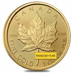 Lot of 5 - 1 oz Canadian Gold Maple Leaf $50 Coin (Random Year)