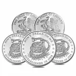 Default Lot of 5 - 1 oz Don't Tread On Me Silver Round .999 Fine