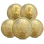 Lot of 5 - 2023 1 oz Canadian Gold Maple Leaf $50 Coin .9999 Fine BU