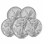 Default Lot of 5 - 2023 1 oz Silver American Eagle $1 Coin BU