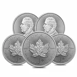 Default Lot of 5 - 2024 1 oz Canadian Silver Maple Leaf Coin BU