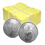Lot of 50 - 2023 1 oz Canadian Silver Maple Leaf .9999 Fine $5 Coin BU (2 Roll, Tube of 25)