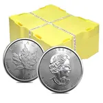 Roll of 25 - 2022 1 oz Canadian Silver Maple Leaf .9999 Fine $5 Coin BU (Lot, Tube of 25)