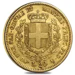 Sardinia Italy Gold 20 Lire Vittorio Emanuele II Avg Circ (Random Year, 1850-1861)