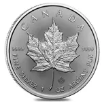 Default Silver at Spot - 2025 1 oz Canadian Silver Maple Leaf Coin BU