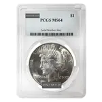 Default Silver Peace Dollars PCGS MS 64 (Random Year, 1921-1935)