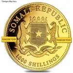 Somalia 1 oz Gold African Elephant 1000 Shillings BU (Random Year)