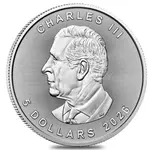 Tube of 25 - 2026 1 oz Canadian Silver Maple Leaf Coin BU